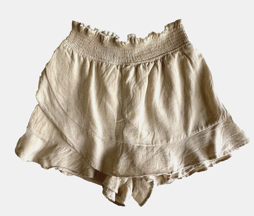 Japna Women's Flirty Skort Short Size M Tan Elastic Waist Lined Boho